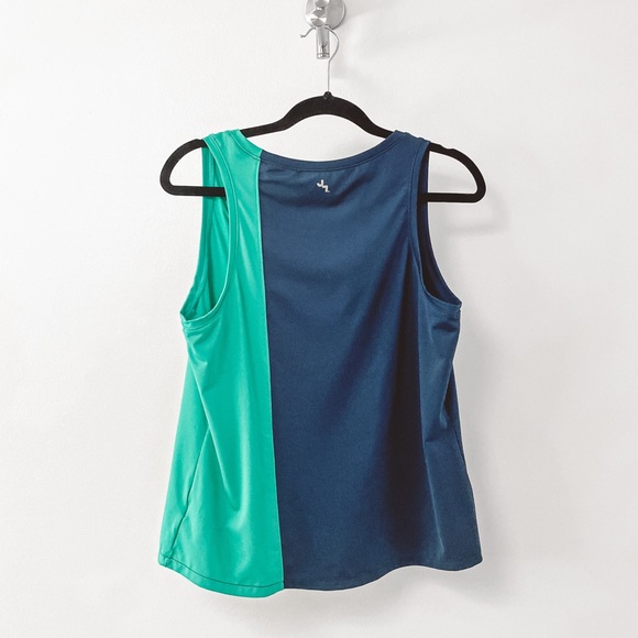 JoyLab Casual Fall Asymmetrical Color Block Work Out Athletic Tank Top Blue - Picture 3 of 6